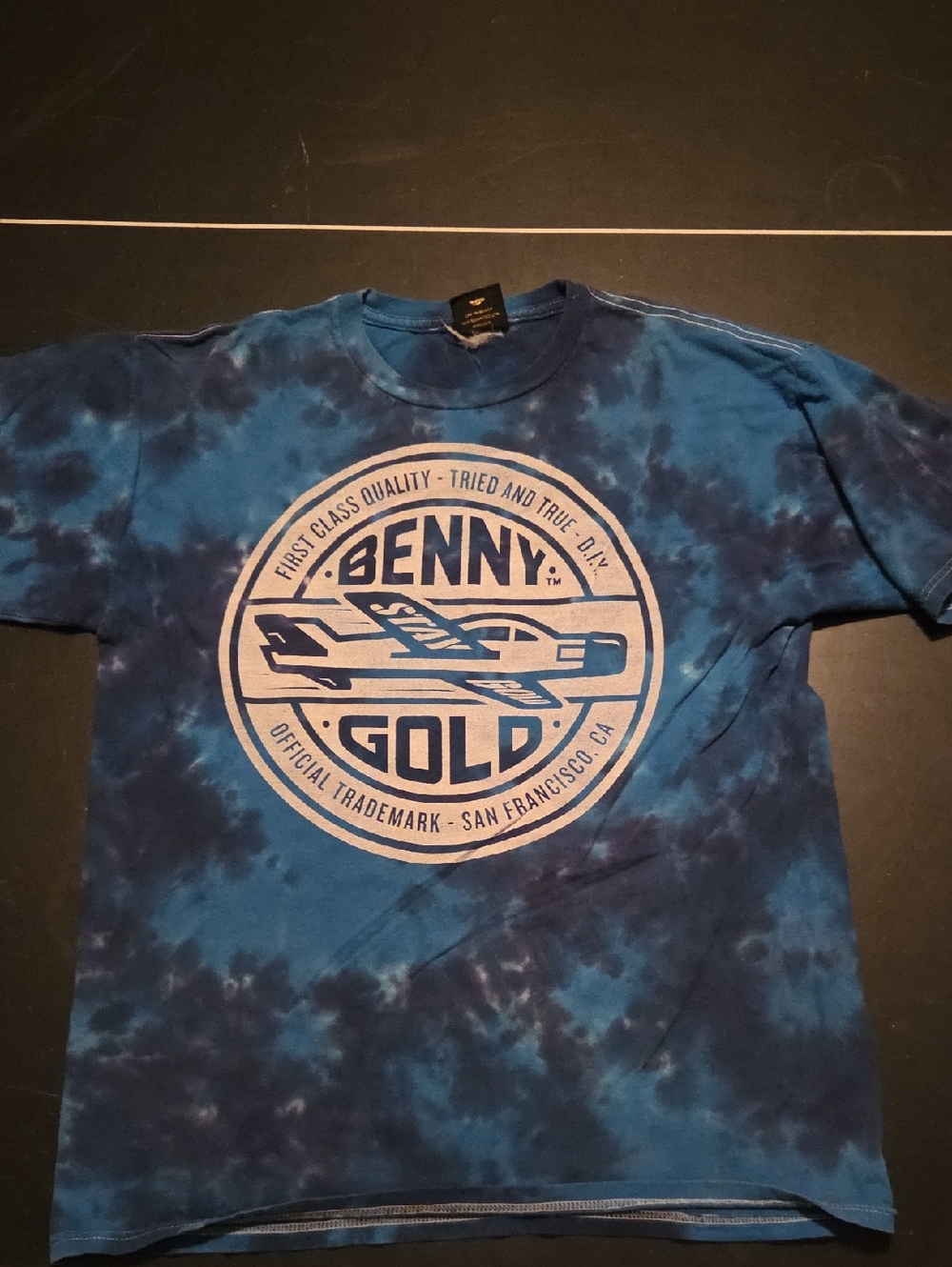 Benny Gold Men's Blue Tie-Dye Logo Tee